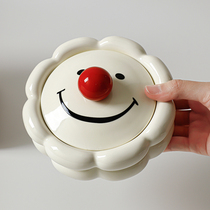 Creative Cute Smiley Face Personality Cotton Candy Ceramic Ashtrays Home Living Room Bedroom With Cover Senior Feel Sending Boyfriend