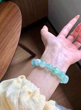 SUIYI 薄荷羽衣 原创设计 羽毛绿萤石素圈手串夏日清凉感显白配饰