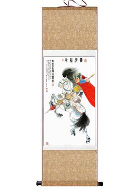三国五虎上将卷轴丝绸画关m羽张飞马超赵云黄忠仿古卷轴布艺工艺