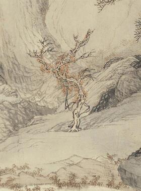 唐寅赤壁P赋山水画复制品国画真迹微喷临摹图怀旧风格