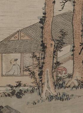 清江幽居图明沈周古代名R画学生临摹文稿高清教材微喷山水风景挂