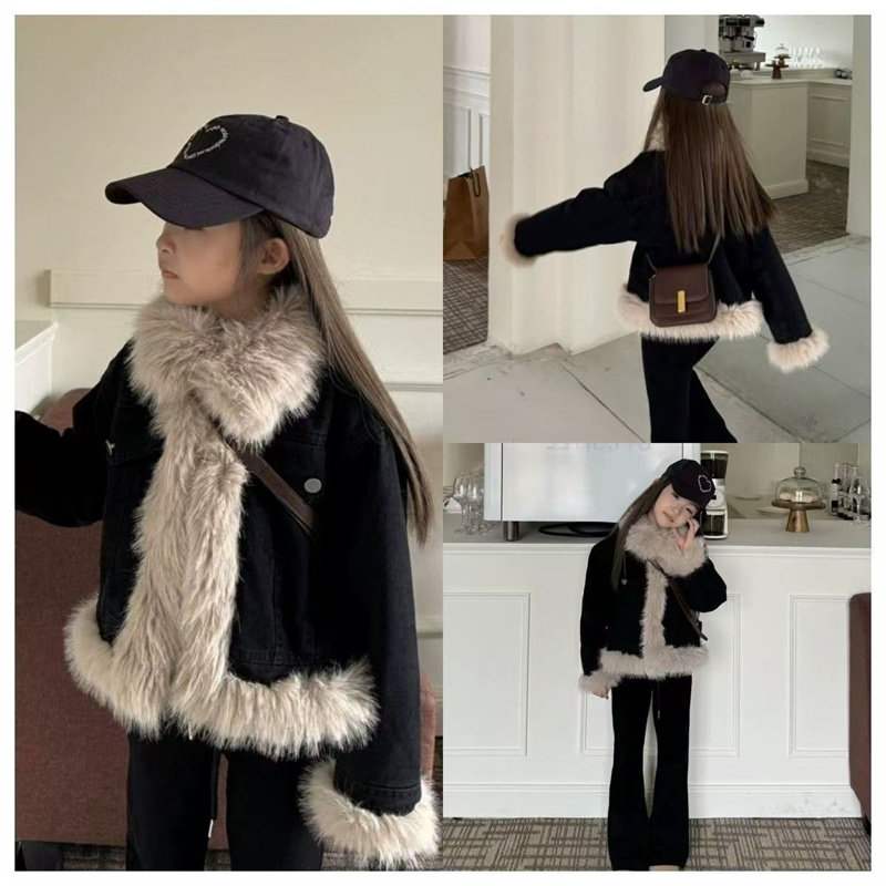 女童牛仔加绒外套秋冬装2025新款洋气儿童加厚网红牛仔衣女孩冬季,淘宝优惠券,粉丝福利购,淘宝优惠卷