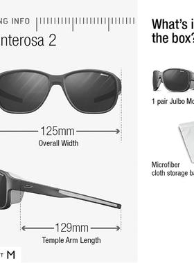 代购JULBO太阳镜女UV防护偏光防滑保护方框蓝色镜片可拆卸侧护罩