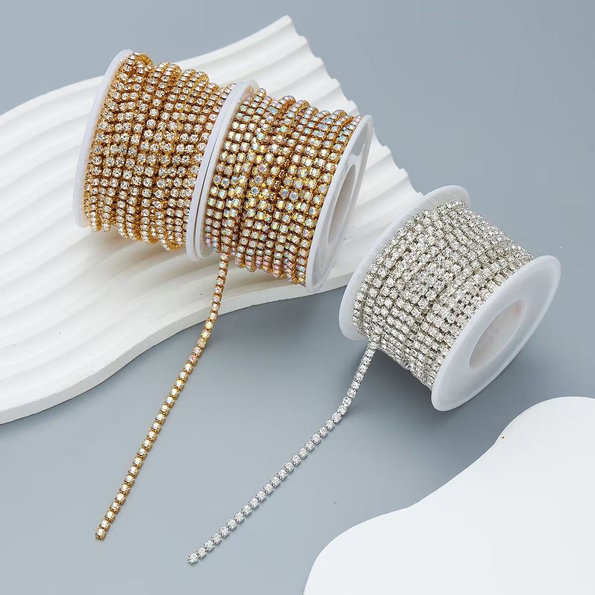 多规格水钻爪链密链金银底链条发饰服饰配饰diy镶钻单排链条,淘宝优惠券,粉丝福利购,淘宝优惠卷