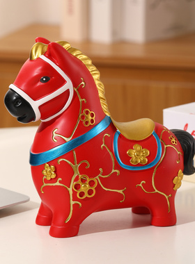 国潮唐彩马到成功创意摆件