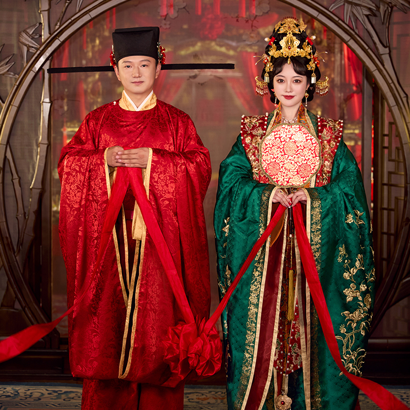 听月小筑【良辰锦时全套】原创女宋制汉服婚服重工刺绣凤冠霞帔 - 图2