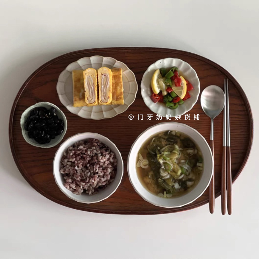 一人食原木日式木质托盘茶具餐盘咖啡厅餐厅托盘椭圆木托盘,淘宝优惠券,粉丝福利购,淘宝优惠卷