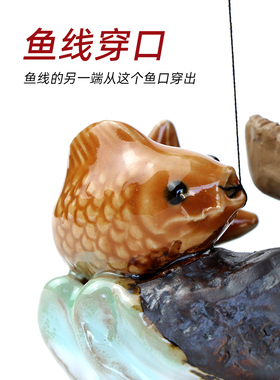 渔翁摆件鱼缸造景钓鱼翁大摆件