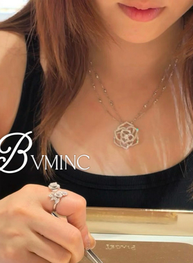 bvminc  双链条镂空玫瑰花项链