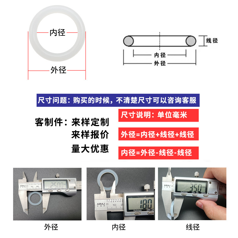 水龙头白色硅胶密封圈o型圈硅橡胶垫片防水耐高温水管螺丝胶圈