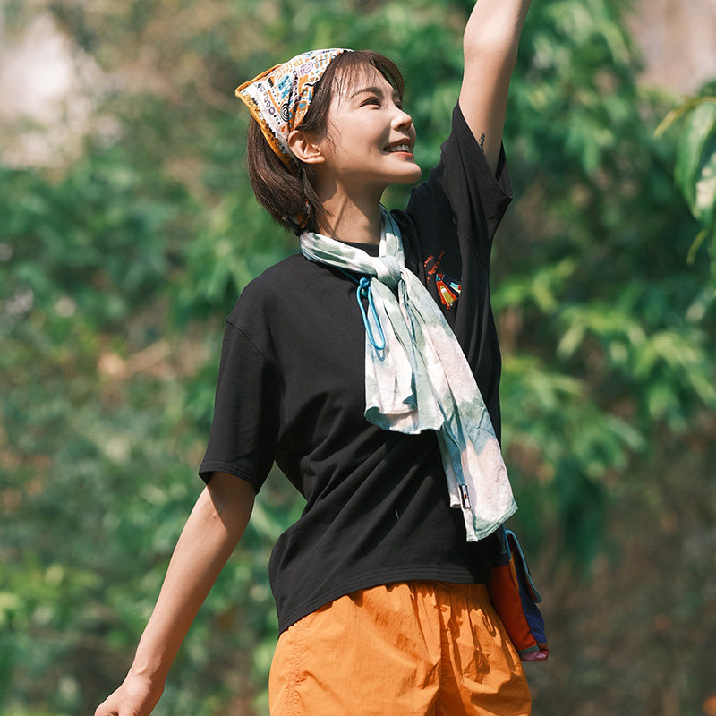 outdoor products 商场同款女圆领T恤棉感舒适吸湿透气时尚百搭,淘宝优惠券,粉丝福利购,淘宝优惠卷