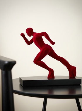 现代简约红色抽象人物雕塑摆件
