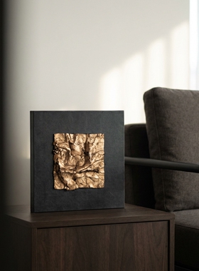 金色抽象方形客厅书房摆件