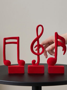 创意音乐符号红色树脂桌面摆件