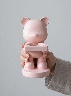 粉色小熊手表收纳架桌面摆件