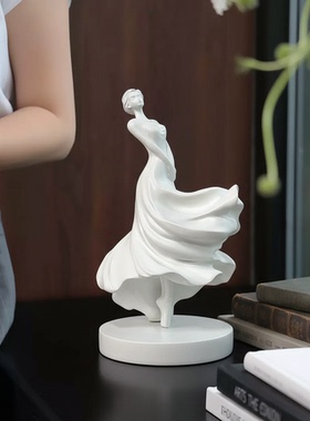 白色抽象人物雕塑摆件客厅书房