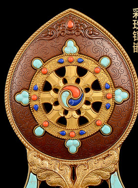 雕花铜鎏金七珍宝摆件