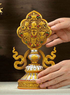 藏村树脂八吉祥藏式客厅装饰摆件