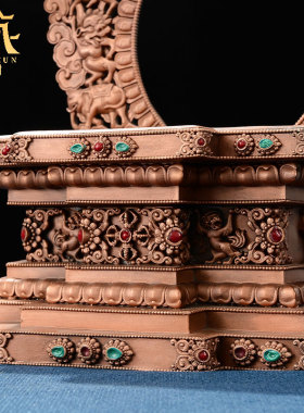 藏村紫铜材质彩珠镶嵌摆件