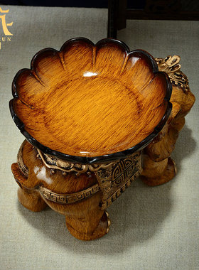 藏村实木水果盘中式复古收纳摆件