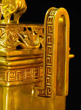 家用铜鎏金桌面盘香炉熏香炉