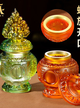 吉祥琉璃宝瓶摆件七宝石