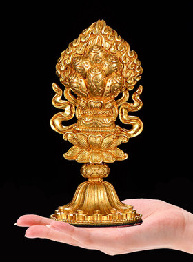 藏村铜鎏金雕花七珍宝摆件