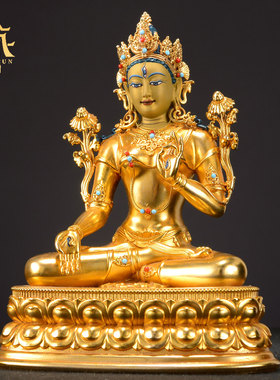 藏村铜鎏金藏式客厅铜器雕像摆件