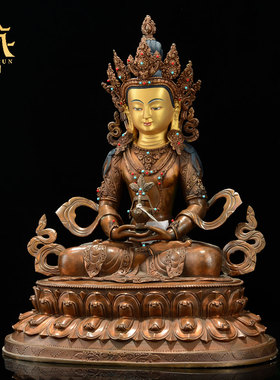 藏村红铜雕花藏式客厅铜雕像摆件