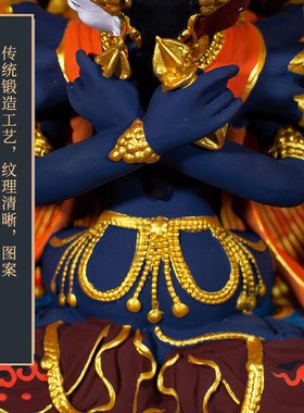 藏村铜鎏金彩绘藏式客厅铜器摆件