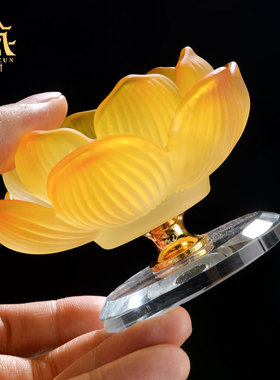 藏村七彩琉璃莲花灯底座家用烛台
