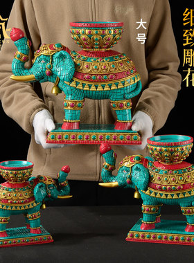 藏村树脂彩绘藏式客厅大象象宝座
