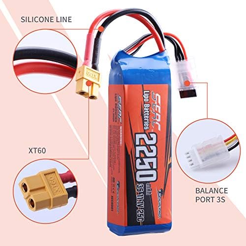 SUNPADOW 3S 11.1V Lipo Battery 25C 2250mAh with XT60 Plug fo - 图1