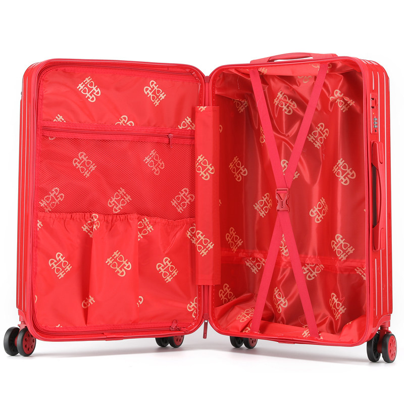结婚陪嫁大红色新娘婚礼女拉杆箱子 独印旅行箱
