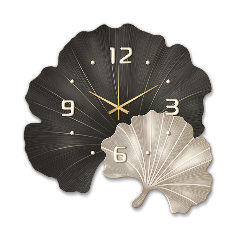银杏叶钟表装饰画2026新款客厅挂钟壁画挂墙高级感餐厅画时钟挂画,淘宝优惠券,粉丝福利购,淘宝优惠卷