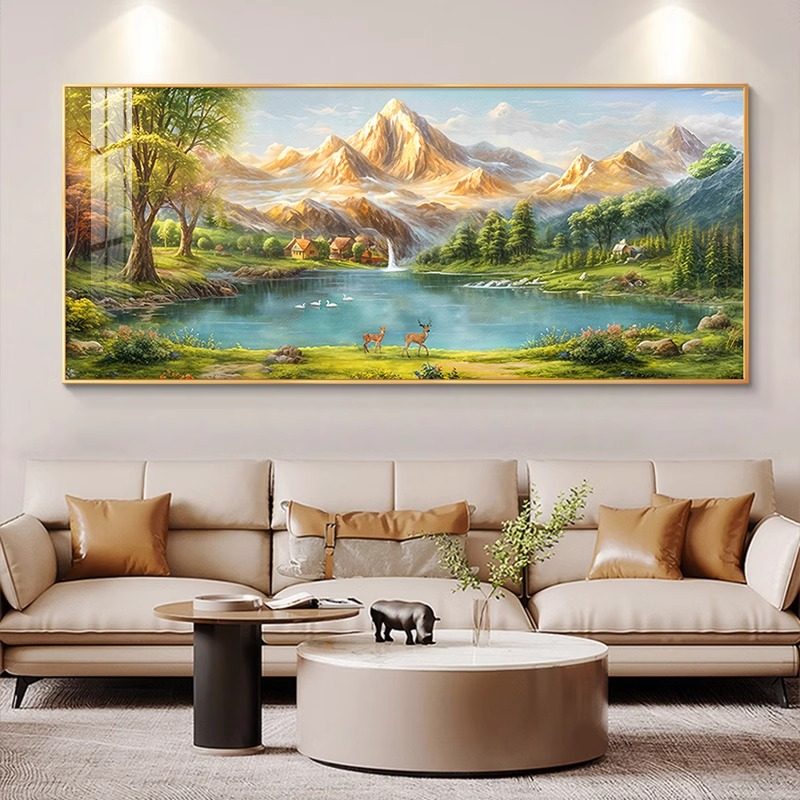 客厅聚宝盆山水靠山沙发背景墙装饰画高档大气新款壁画办公室挂画,淘宝优惠券,粉丝福利购,淘宝优惠卷