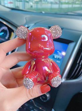 暴力熊摆件电镀卡通公仔女生日礼物镶钻树脂汽车中控台手工钻高档