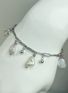 买项链送手链冷白强光无核碎银子花瓣纯天然淡水珍珠