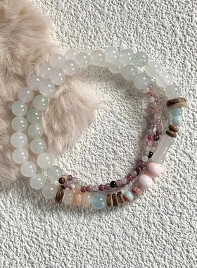 轻奢串珠碧玺手链手串吟花」ins风新中式酒天山翠「高级感手饰入