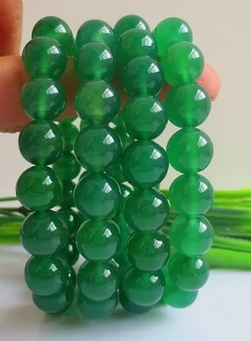 玛瑙赠送珠径【】手链6-14MMA级绿玛瑙宝石精品天然鉴定书