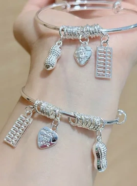 新款串珠算盘手镯女花生爱心镯子女友朋友礼物钱串子