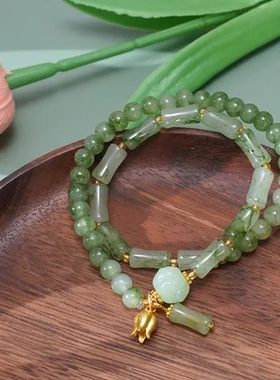 国潮花朵热销水墨画手串竹节圆珠吊坠不对称双圈福牌不规则景区