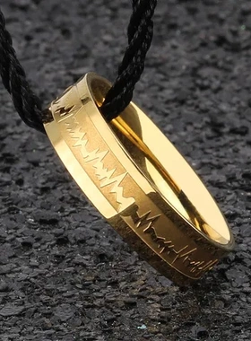 心电图尾镀金对戒戒指热销直销欧美指戒时尚男钛钢不锈钢情侣