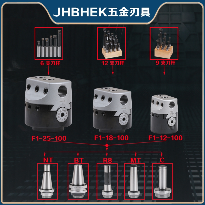 铣床镗孔器F1型镗孔器粗镗头2寸3寸可调镗刀套装R8 MT BT NT刀柄-图2