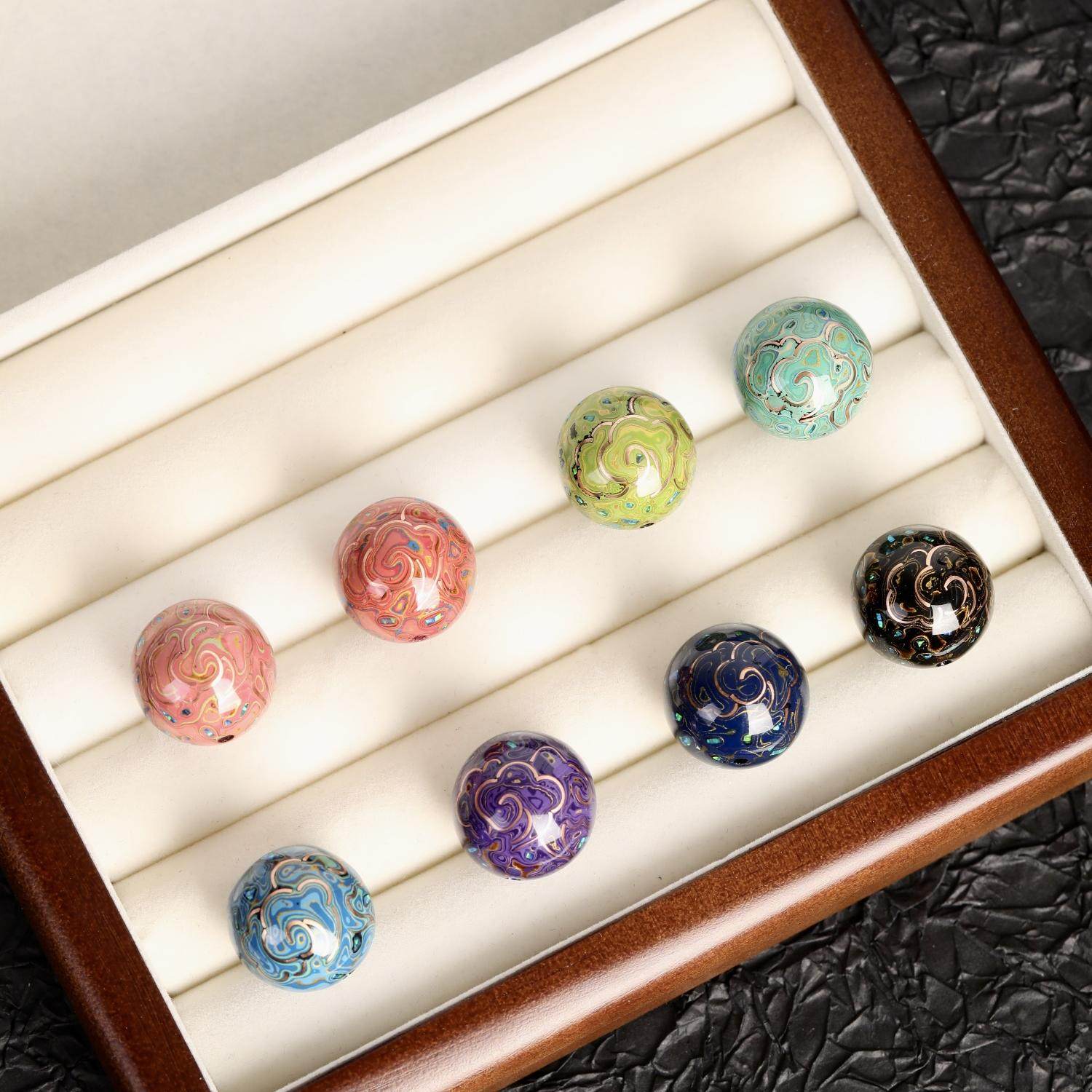 非遗手工大漆单珠镶嵌欧珀20mm银丝铜丝配饰大漆手串配珠DIY国风,淘宝优惠券,粉丝福利购,淘宝优惠卷