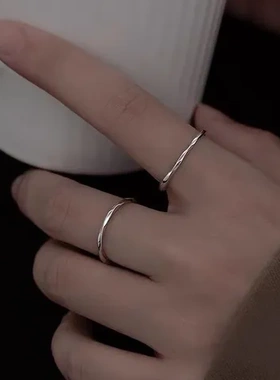 925镀银素圈戒指小众设计食指戒简约冷淡风指环百搭饰品