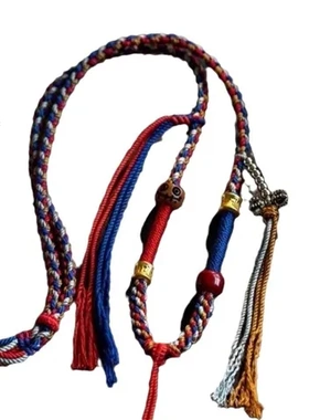 佛牌项链绳百搭手工蜜蜡编配唐卡手搓棉藏式挂脖绳民族风挂绳藏银