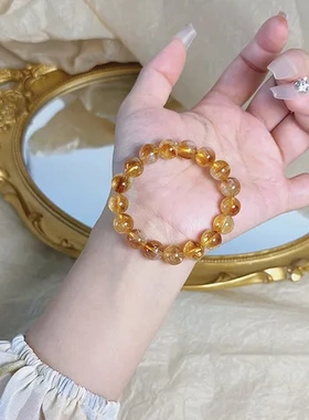 手链手串生日礼物黄水晶女转运招财晶小众一夜暴富黄塔仿高级感仿