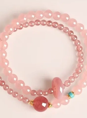 水晶毕业新款小礼物手链珠夏天手串好运精致春小众双圈转运小清新