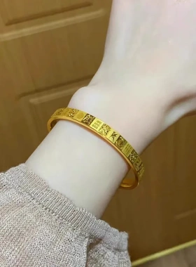 CNC工艺精品直播爆款碎冰十三幺麻将手镯把把胡国碎碎金手环爆闪